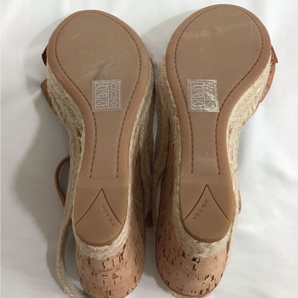 Prada Napa Aviator Bow Espadrille Sandal Wedges Size 36 - Picture 13 of 15